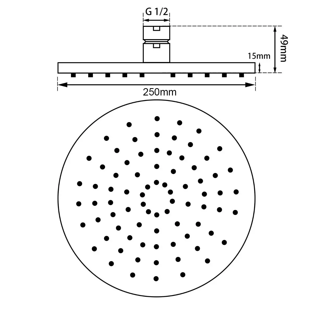 Aqauperla RUSHY 250mm Round Rain Shower Head (0010)