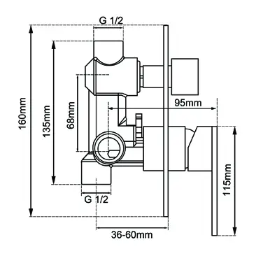 LUCID PIN Series Brushed Copper Diverter Mixer Trim Kit (match CLPD)
