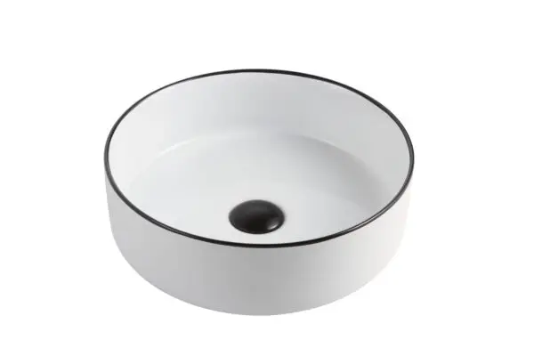 3018 Round Ceramic Black Rim Above Counter Basin