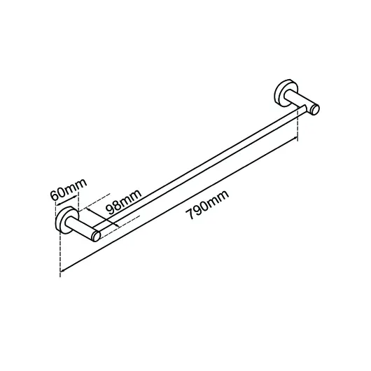Aquaperla LUCID PIN - 800mm Brushed Copper Cuttable Single Towel Rail