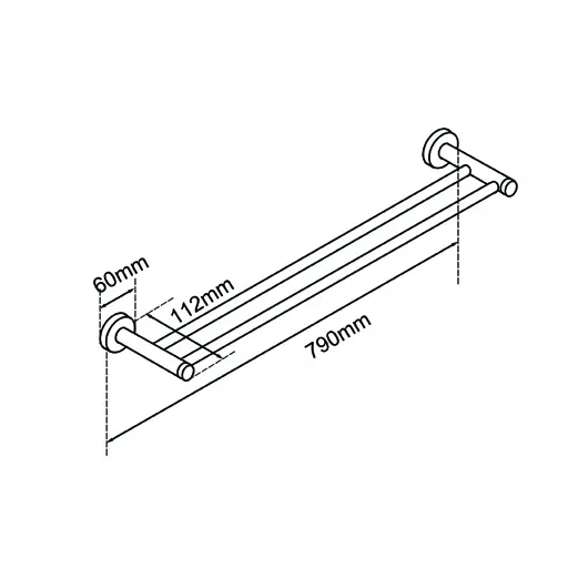Aquaperla LUCID PIN 800 mm Brushed Copper Cuttable Double Towel Rail