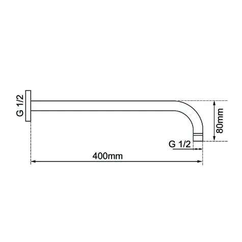 Round Wall Straight Shower Arm 400 mm