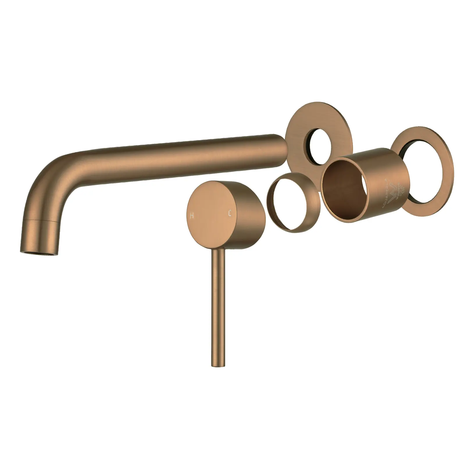 LUCID PIN Series Brushed Copper Spout Mixer Trim Kit Only With Separate 60mm Cover Plate (match CLPS)