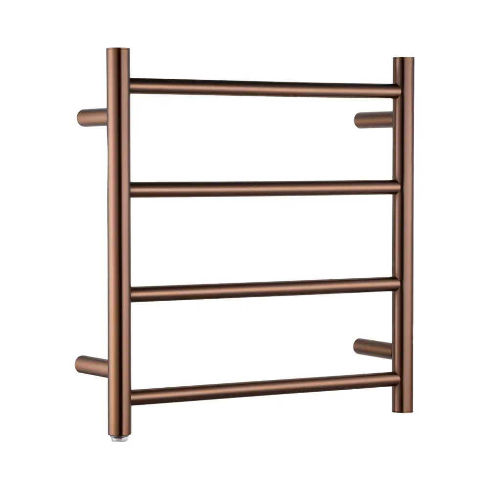 Aquaperla Round Light Brushed Copper Electric Heated Towel Rack 4 Bars