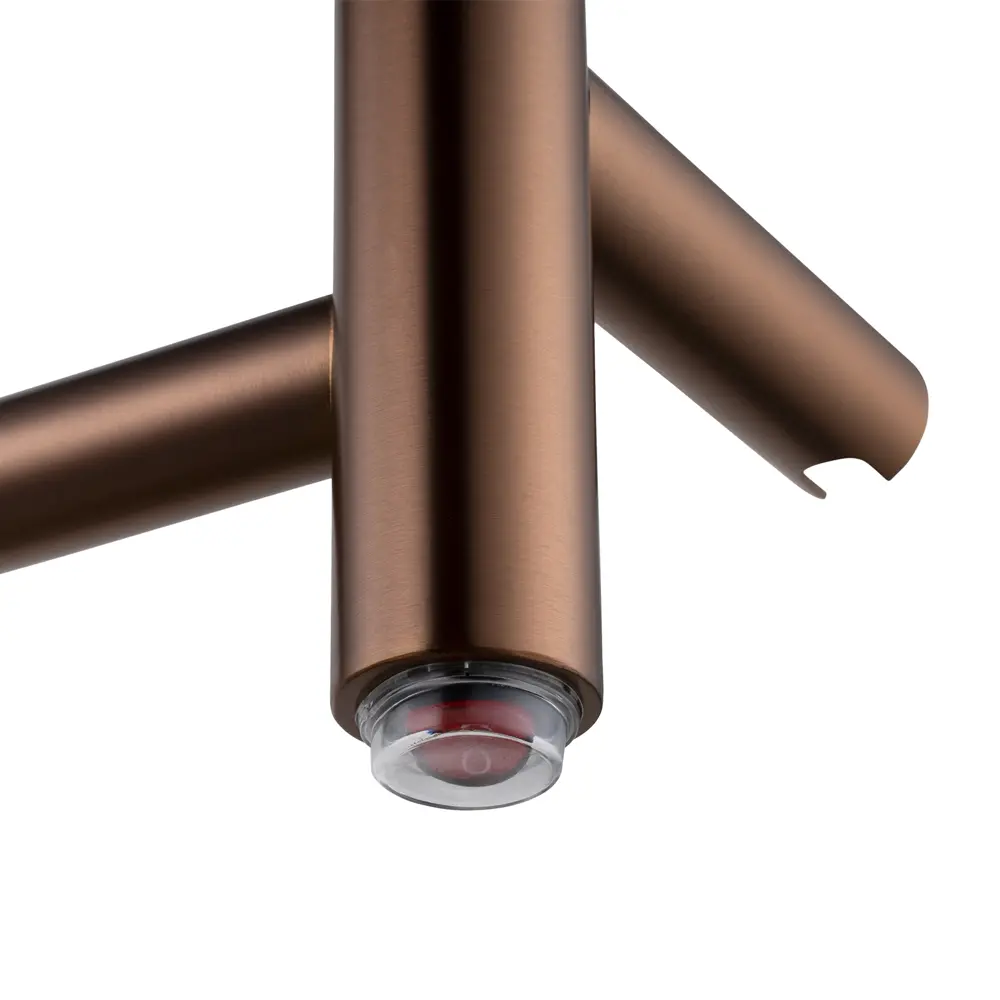 Aquaperla Round Light Brushed Copper Electric Heated Towel Rack 4 Bars