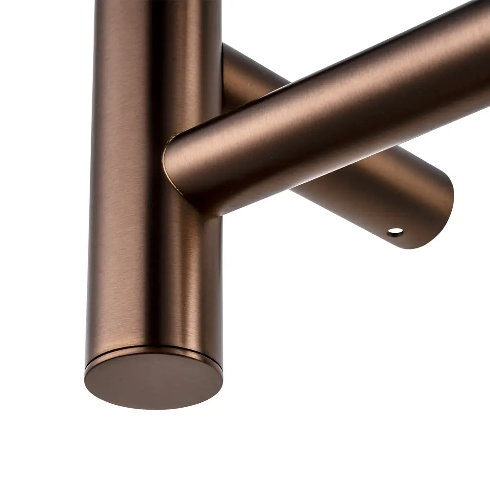 Aquaperla Round Light Brushed Copper Electric Heated Towel Rack 4 Bars