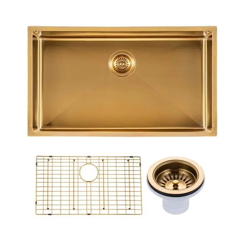 Aquaperla Round Corner Handmade Single Bowl Kitchen Sink 762 x 457 x 254mm
