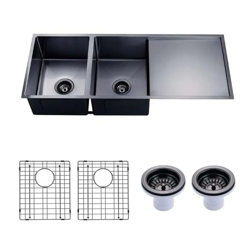 Aquaperla Round Corner Handmade Double Bowl Kitchen Sink 820 x 457 x 230mm