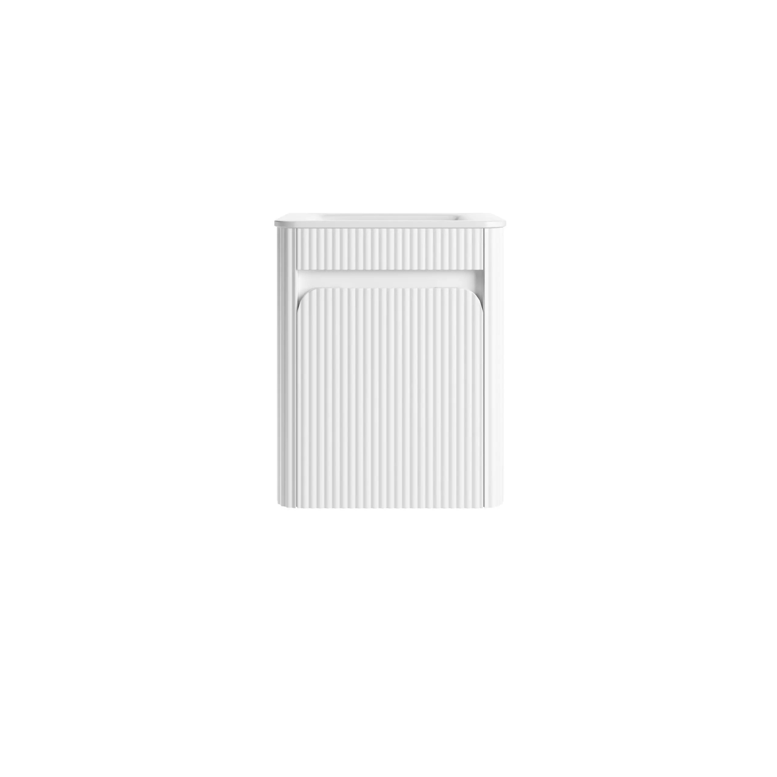Mini Hartelle Fluted Wall Hung Matte White Cabinet