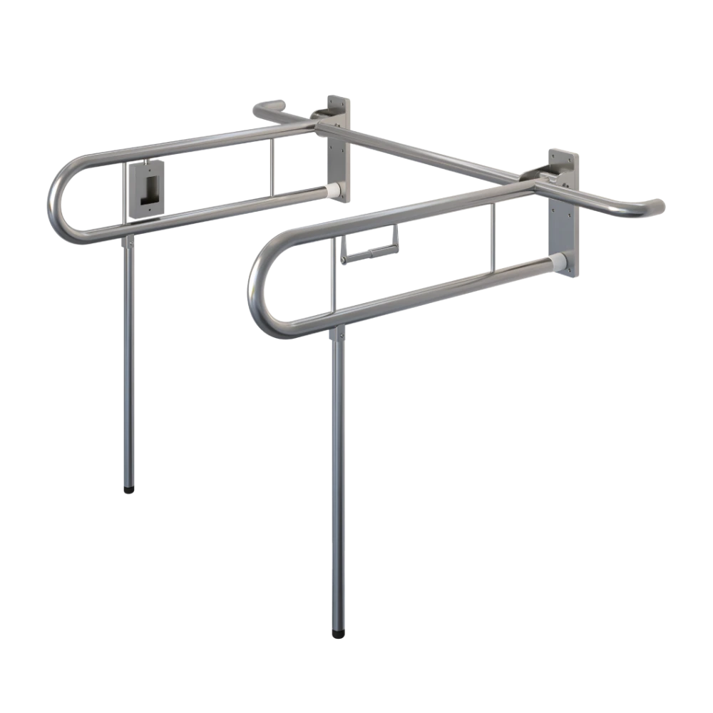 Changing Places Bariatric Drop Down Grab Rail (Twin), Right Hand Nurse Call, Left Hand Toilet Roll Holder, Drop Down Leg
