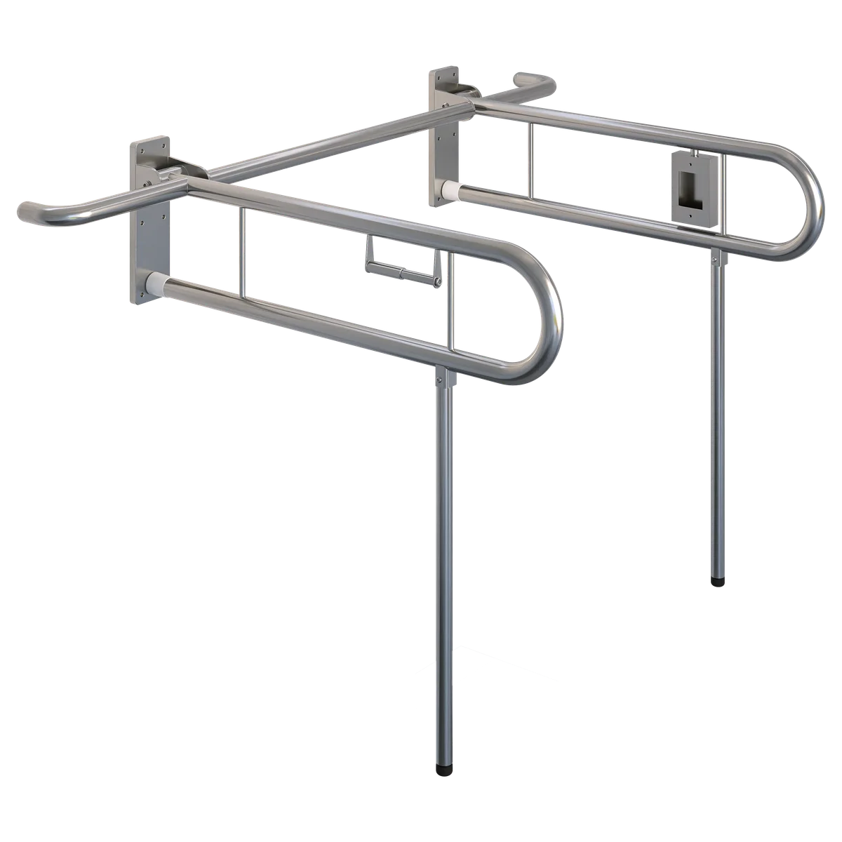 Changing Places Bariatric Drop Down Grab Rail (Twin), Left Hand Nurse Call, Right Hand Toilet Roll Holder, Drop Down Leg