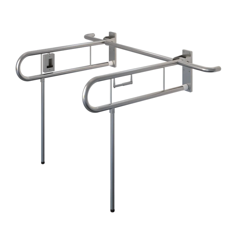Changing Places Bariatric Drop Down Grab Rail (Twin), Right Hand Nurse Call, Left Hand Toilet Roll Holder, Drop Down Leg