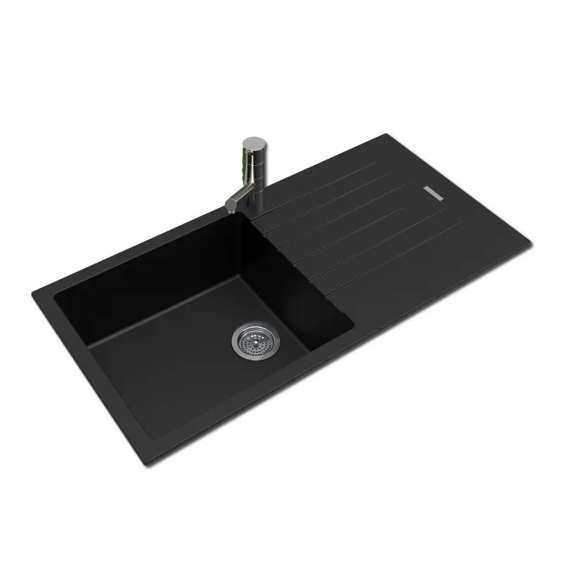 Arete Stone Granite Single Bowl with Drain Board Kitchen Sink (1000 x 500 x 200mm)