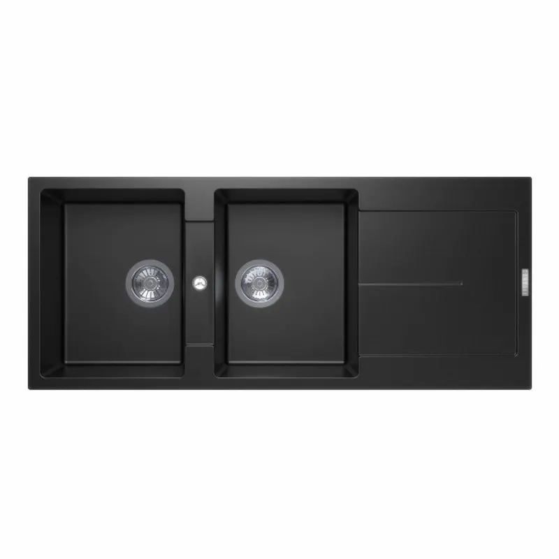 Carysil Enigma D200 Granite Double Bowl with Drain Board Stone Kitchen Sink 1160 x 500mm