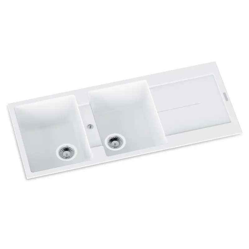 Carysil Enigma D200 Granite Double Bowl with Drain Board Stone Kitchen Sink 1160 x 500mm