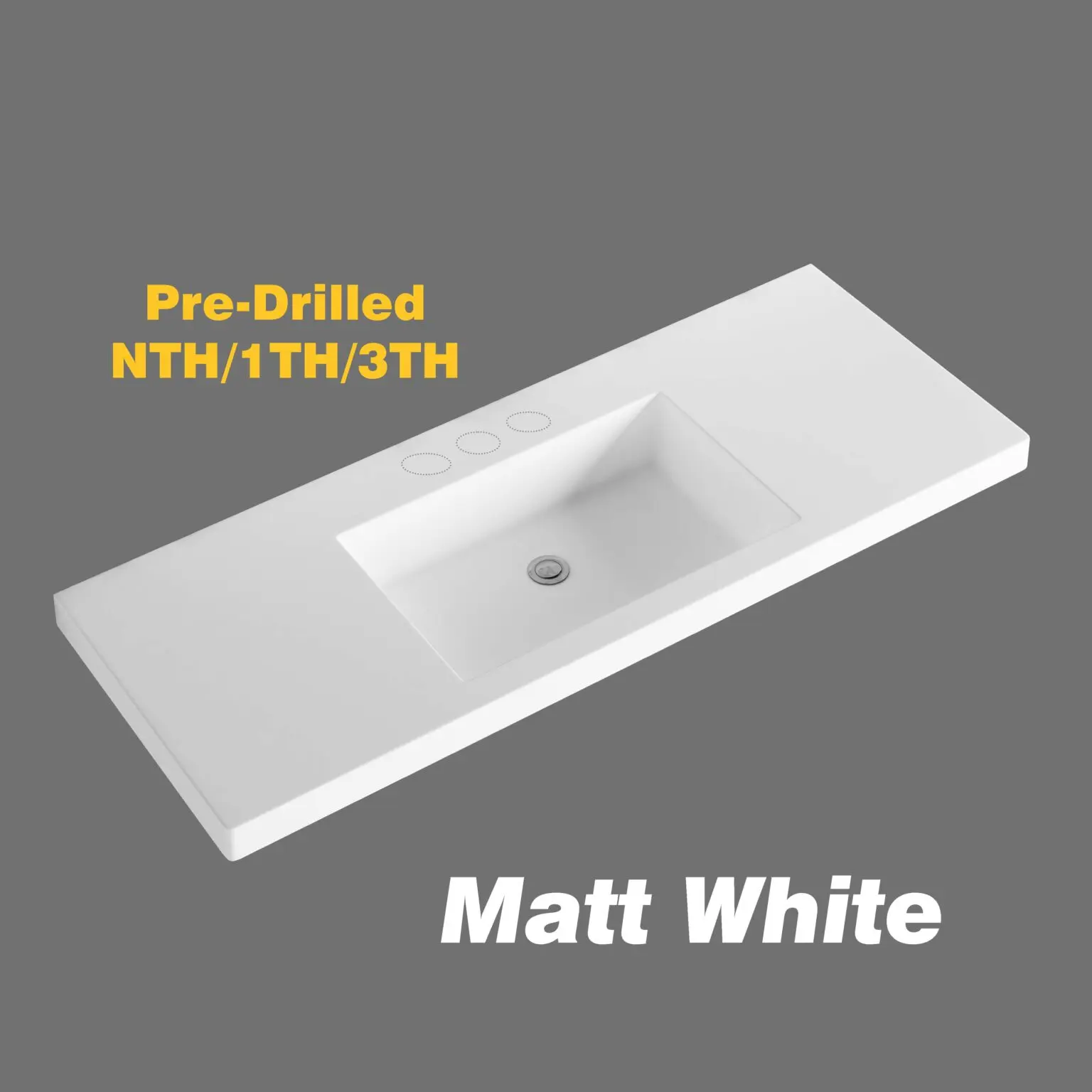 Volvo 1200mm Matt White polymarble top with no overflow