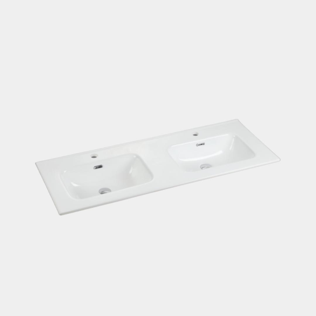 Eden 1200mm Double Gloss White ceramic top with overflow