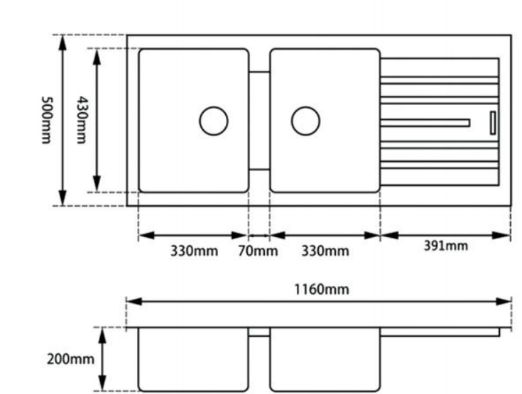 Anatolian 1160 x 500mm White Granite Sink with Drainer – Double Bowl | Scratch & Stain Resistant