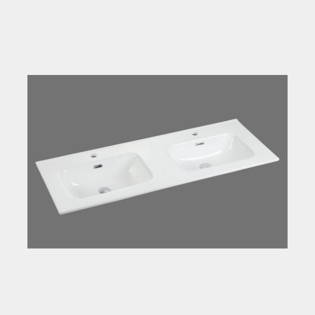 Eden 1200mm Double Gloss White ceramic top with overflow