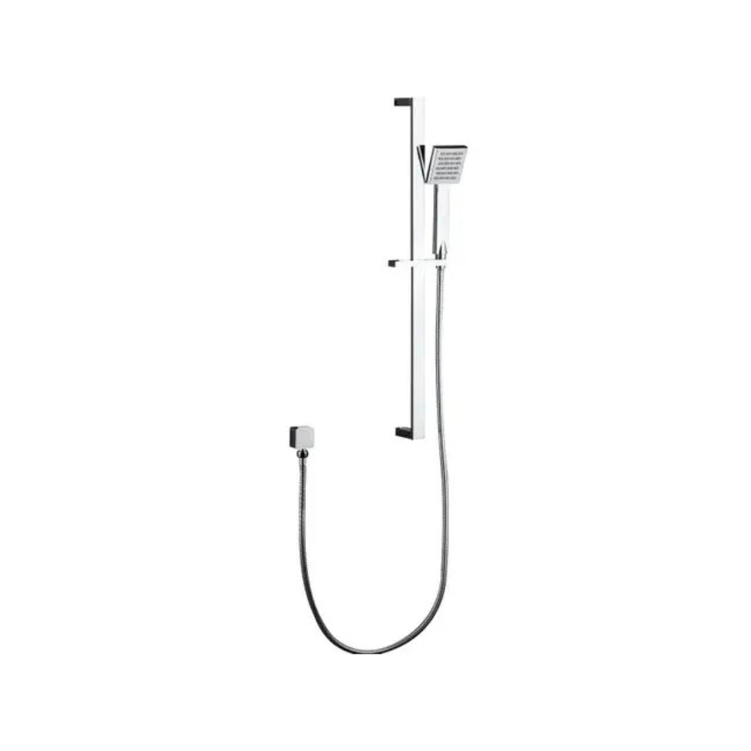 Taran Chrome Shower Rail with Square Handheld Shower Piece