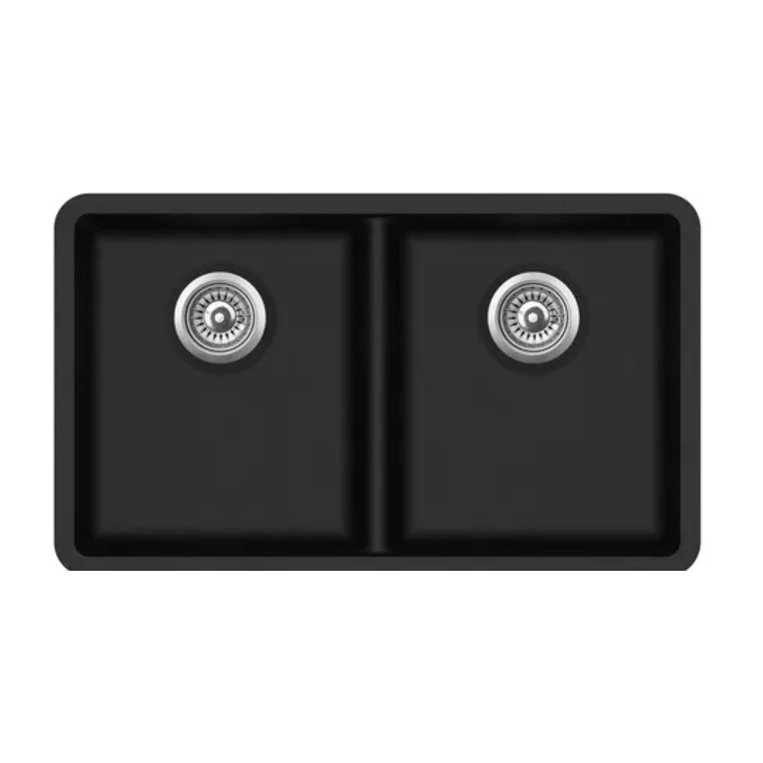 Inspire Granite Sink 810x480 Black Double Bowl