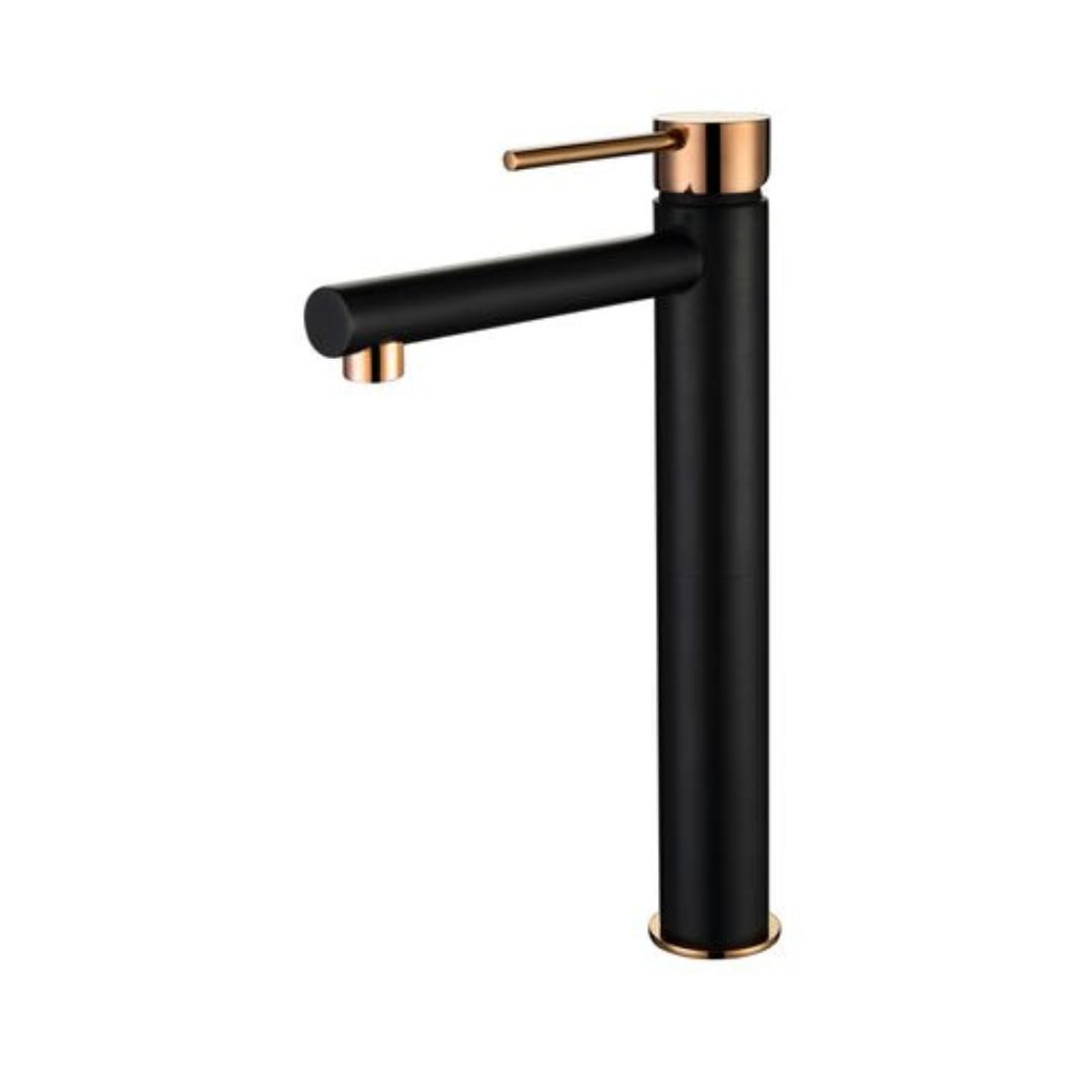 Roul Tall Basin Mixer Matte Black & Rose Gold