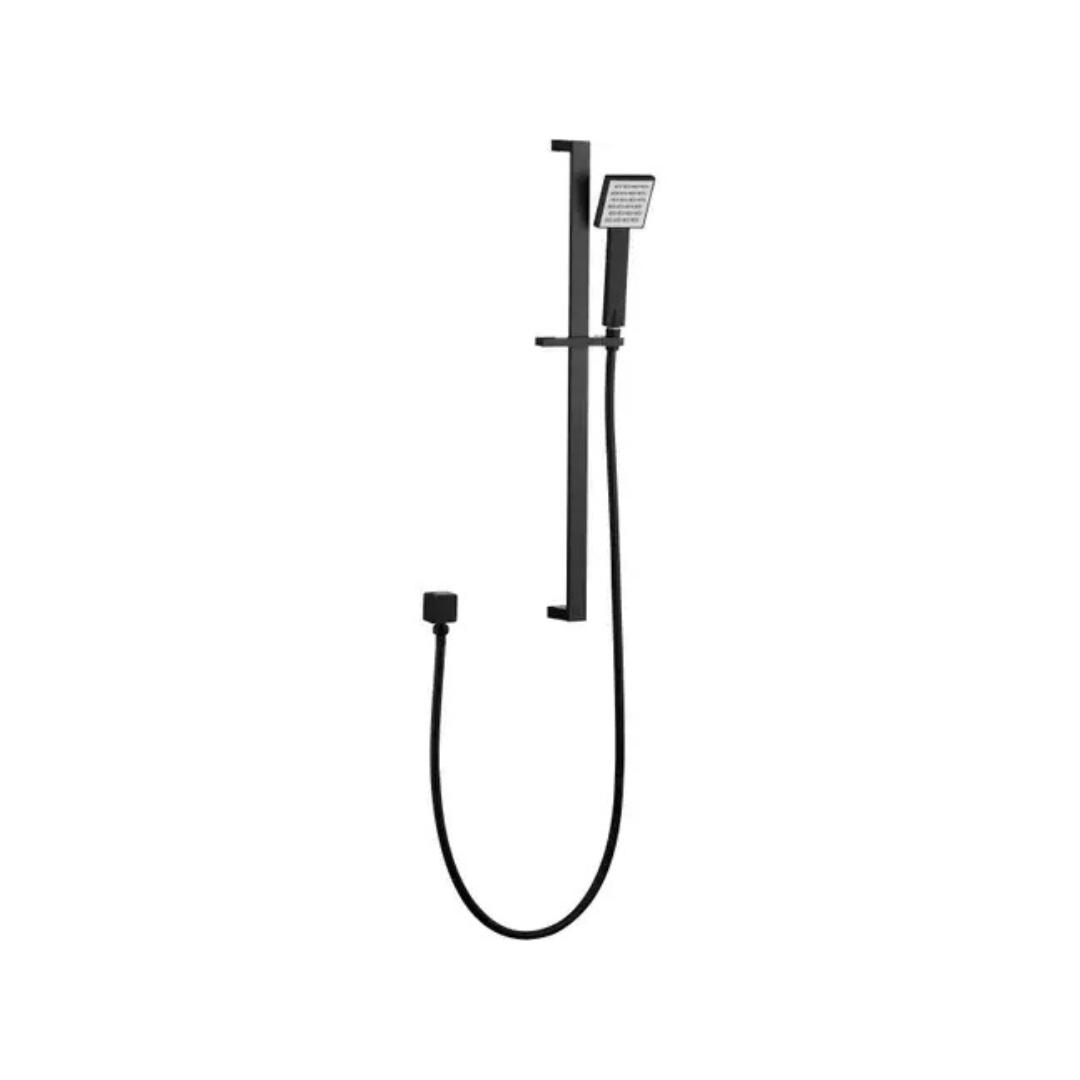 Taran Black Shower Rail with Square Handheld Shower Piece