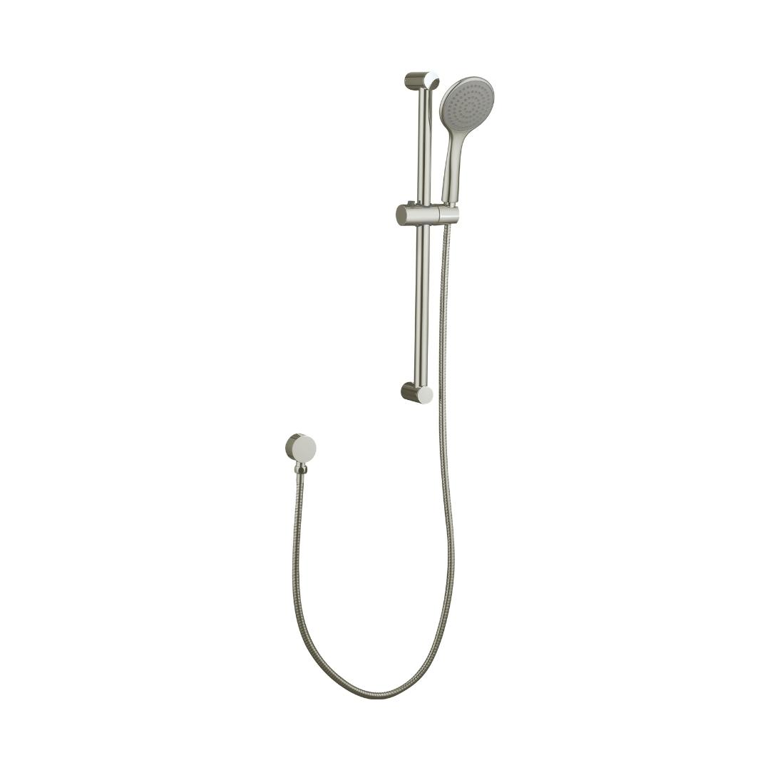 Pavia Brushed Nickel Shower Rail With Round Handheld Shower Piece