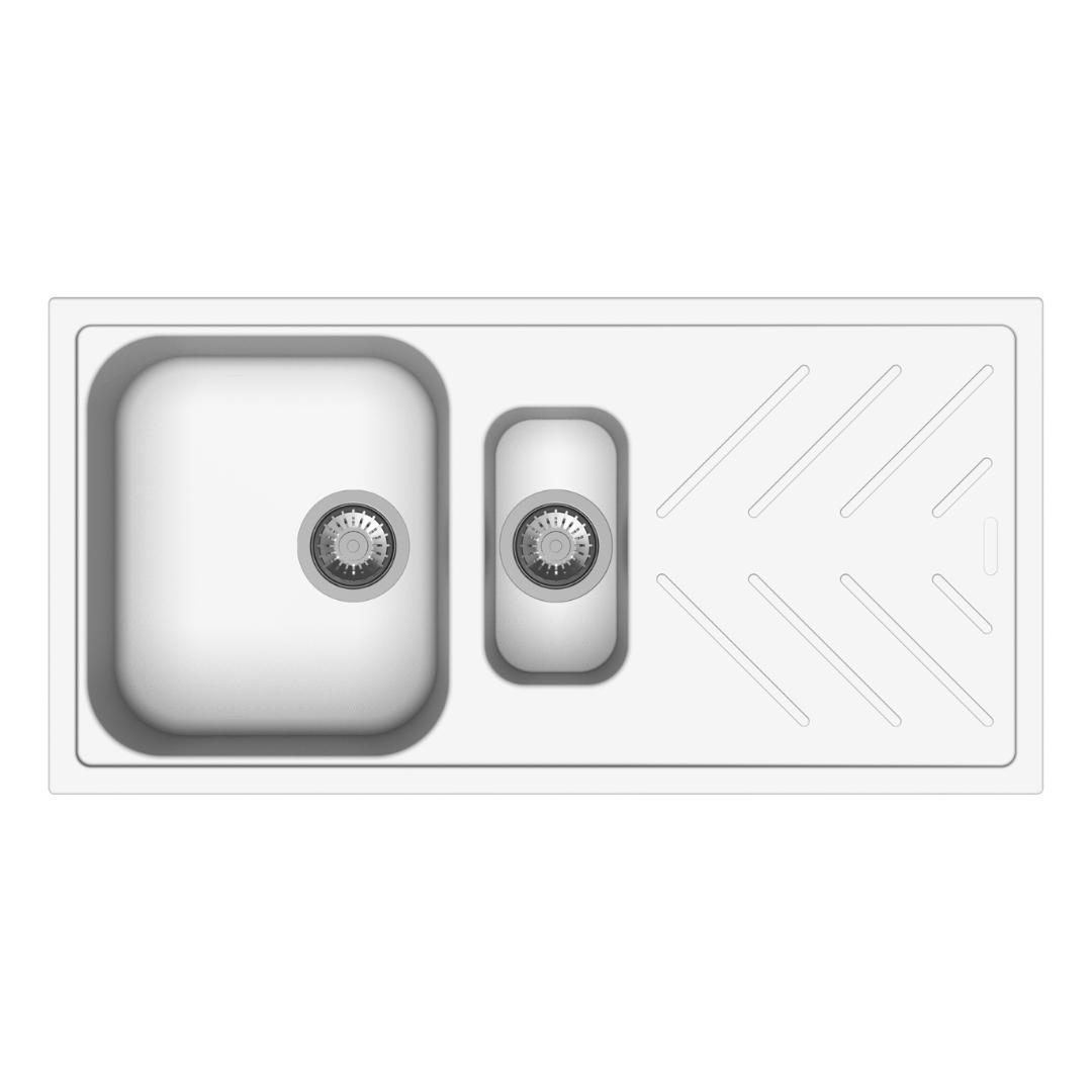 Carysil New Beethoven D150 Granite 1 and 1/4 Bowl with Drain Board Stone Kitchen Sink 1000 x 500mm