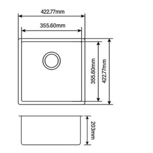 Anatolian 420 x 420mm White Granite Sink – Single Bowl | Scratch & Stain Resistant