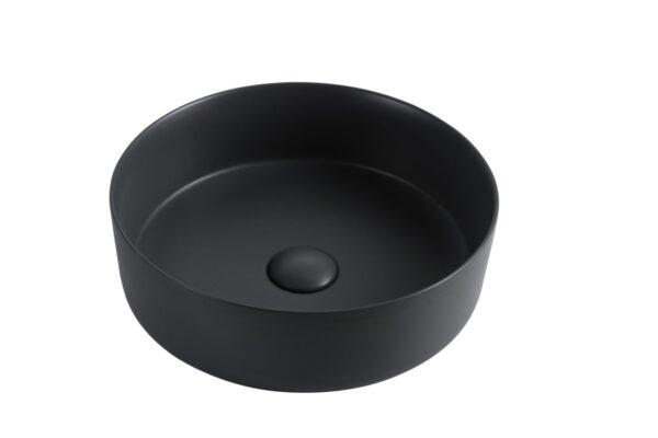 Riva 499 Round Matt Black Ceramic Above Counter Basin