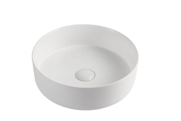 Riva 499 Round Gloss White Ceramic Lattice Pattern Above Counter Basin