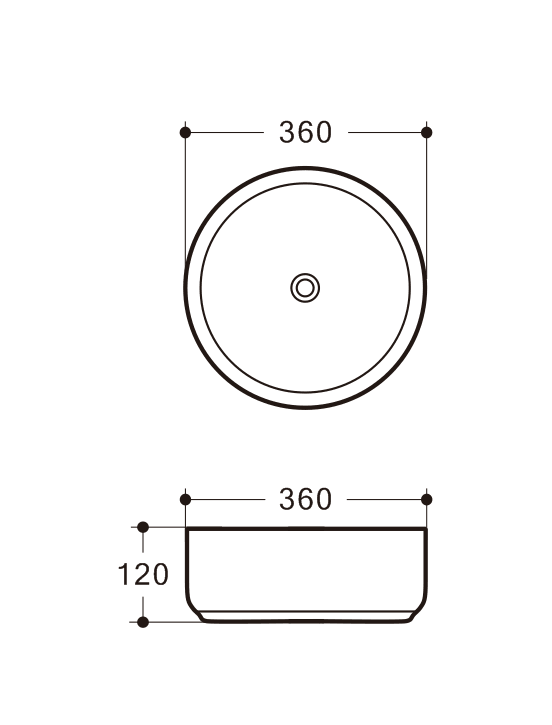 Riva 499 Round Matt Black Ceramic Fluted Above Counter Basin