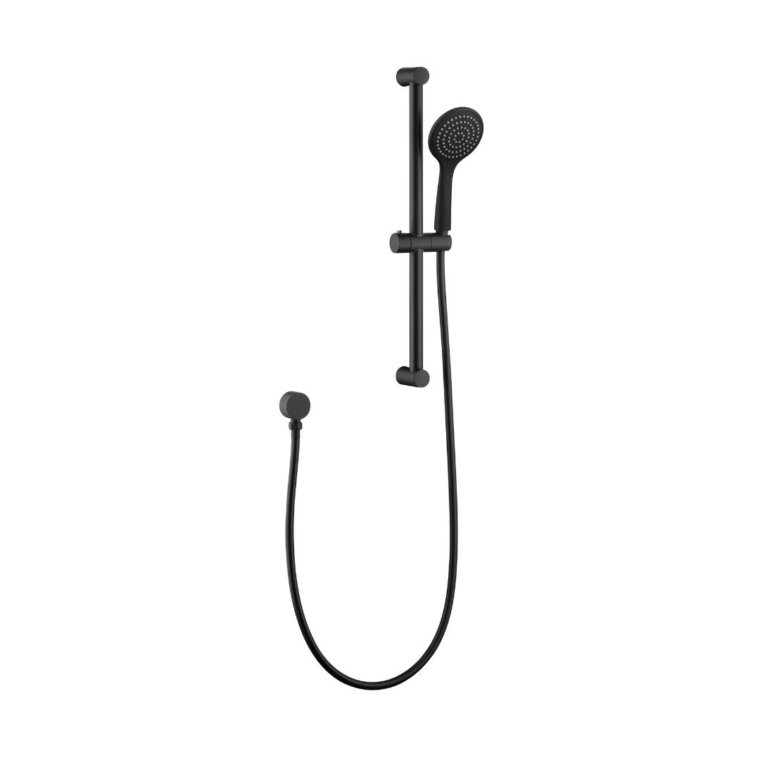Pavia Black Shower Rail With Round Handheld Shower Piece