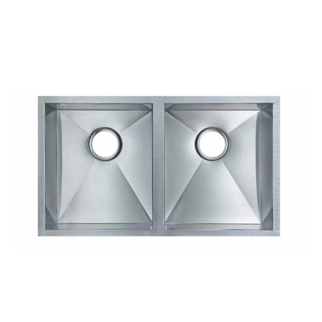 Aquaperla Round Corner Handmade Double Bowl Kitchen Sink 820 x 457 x 230mm