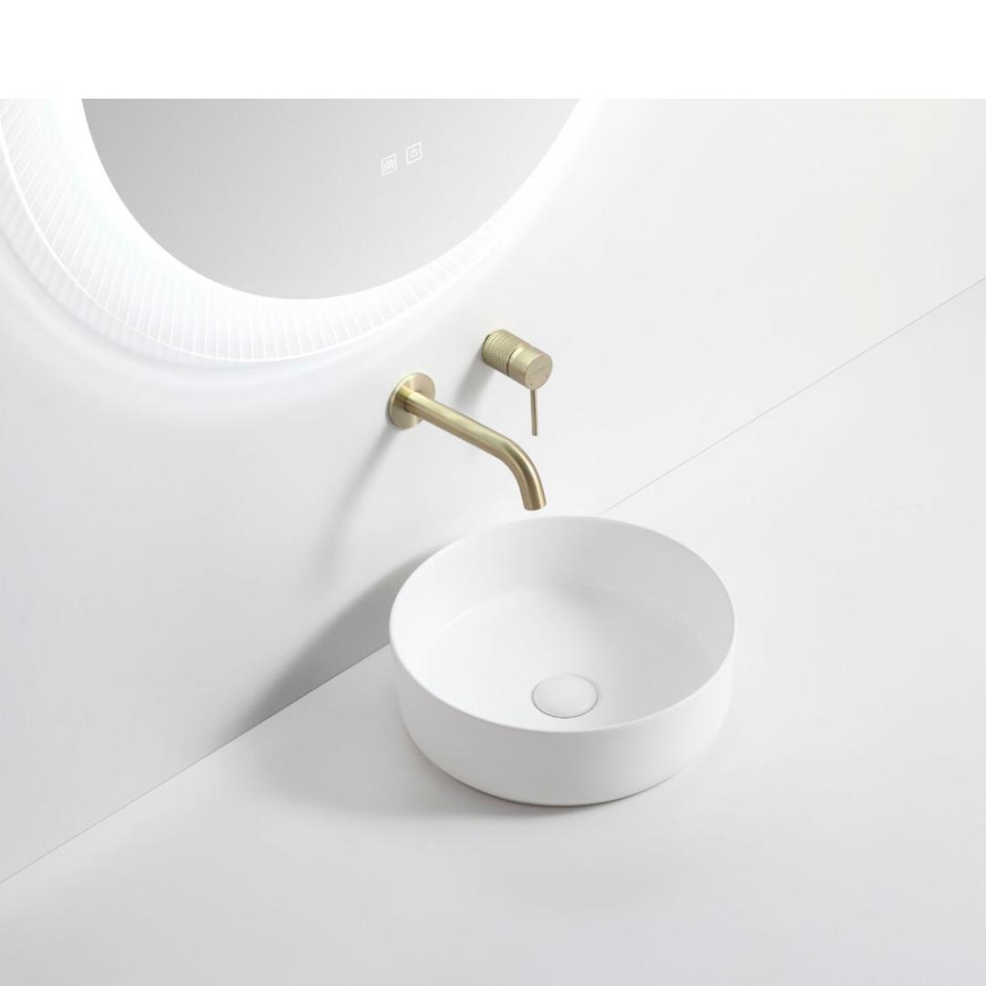 Riva 499 Round Gloss White Ceramic Above Counter Basin