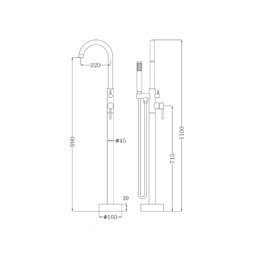 Otus Freestanding Bath Mixer Chrome