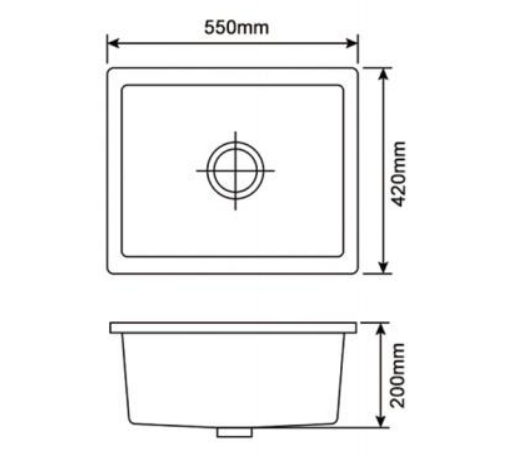 Anatolian 550 x 420mm Granite Sink - Single Bowl | Scratch & Stain Resistant