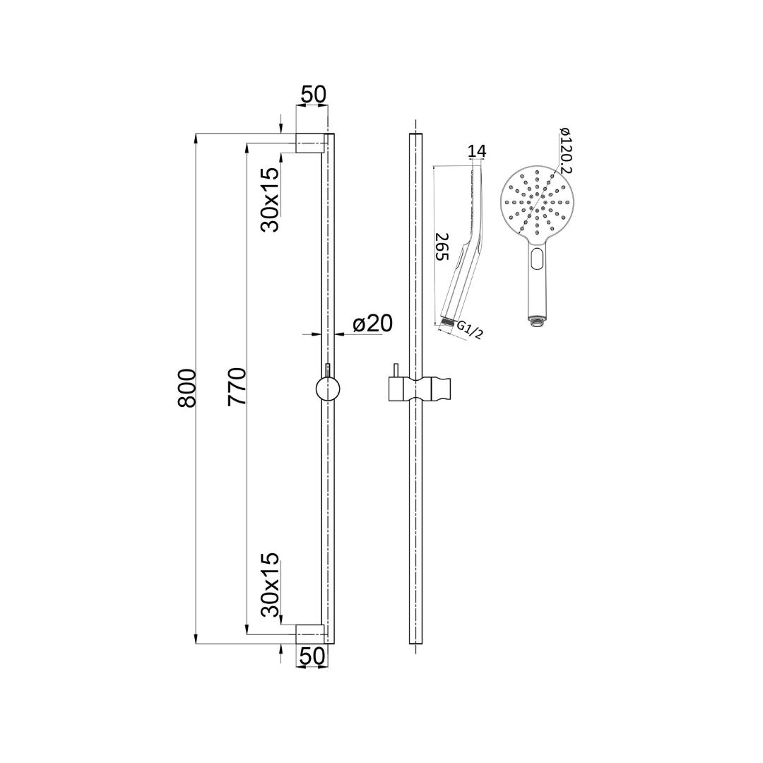Cora Rail Shower Chrome