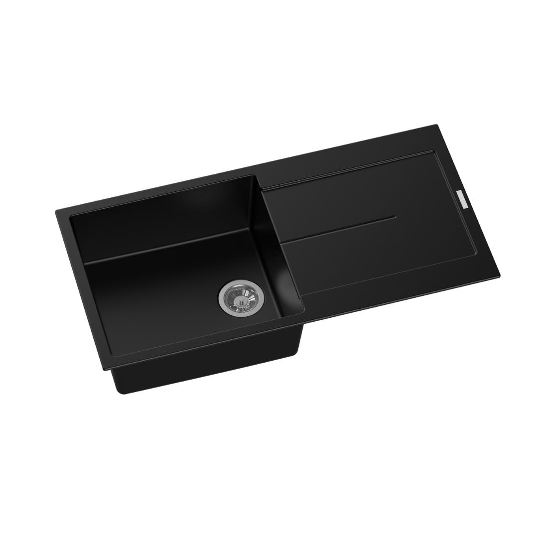 Carysil Enigma D100L Granite Single Bowl with Drain Board Stone Kitchen Sink 1000 x 500mm