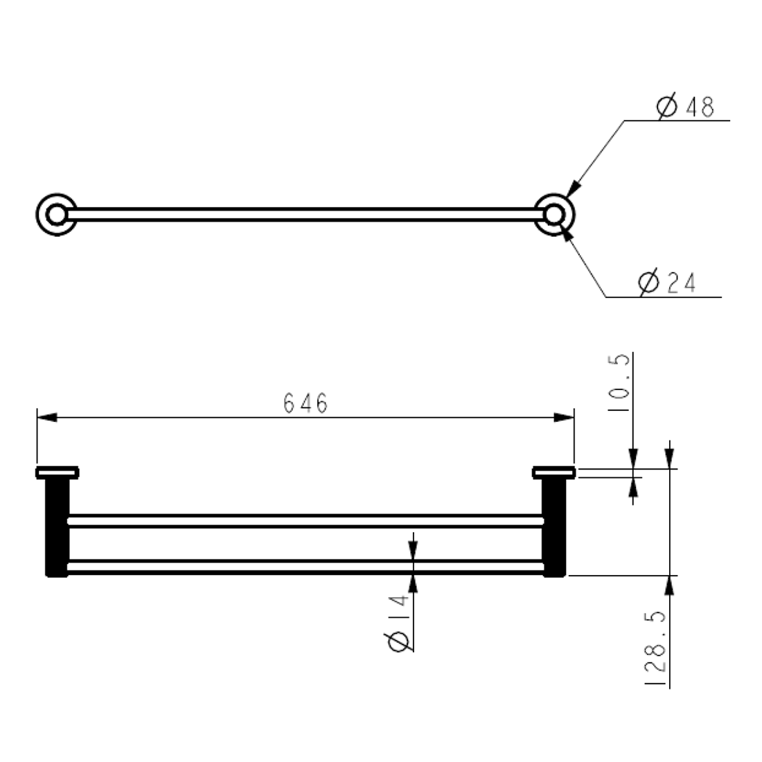 IKON Linie Double Towel Rail 600mm Variant Colour Available