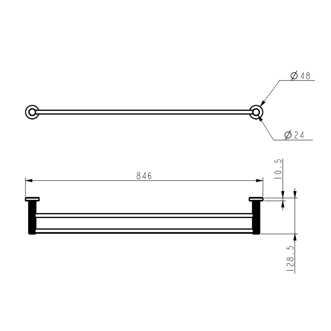 IKON Linie Double Towel Rail 800mm Variant Colour Available