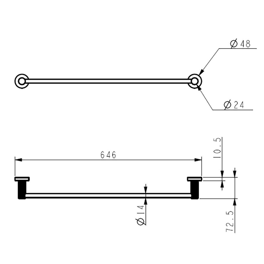 IKON Linie Single Towel Rail 600mm Variant Colour Available