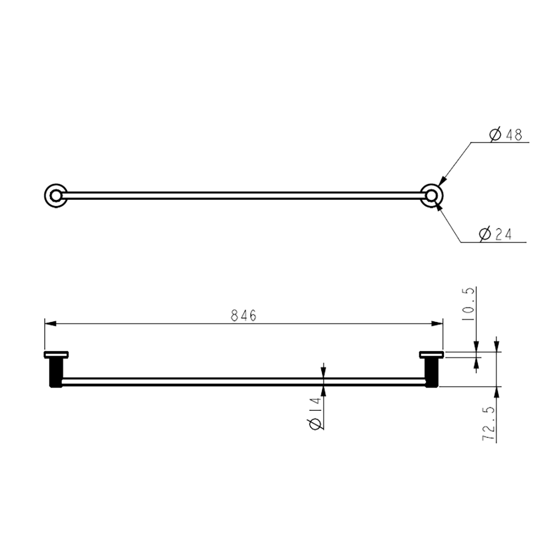IKON Linie Single Towel Rail 800mm Variant Colour Available