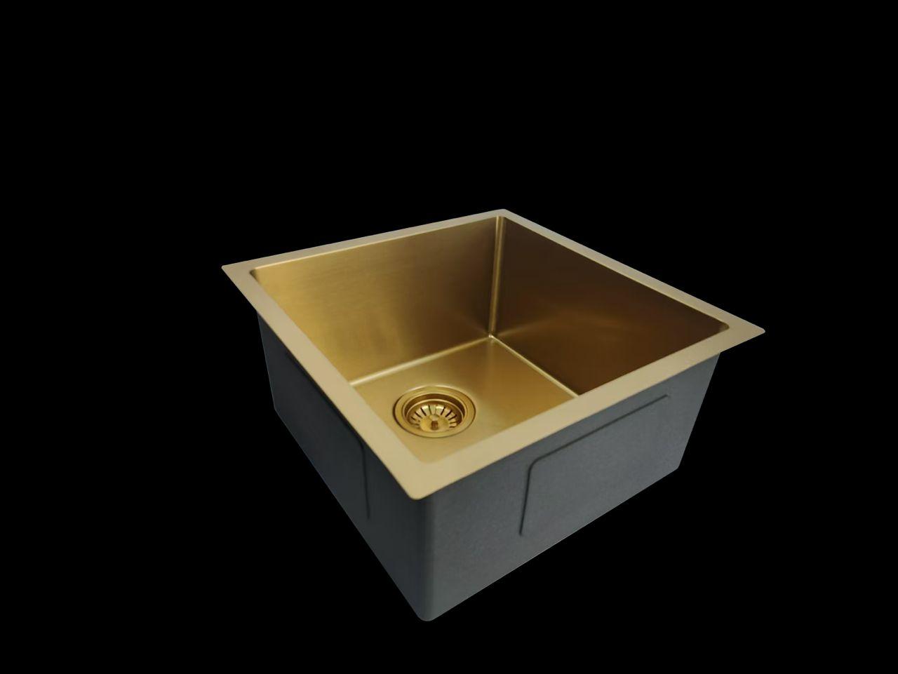 450x450mm Handmade Gold Stainless Steel Sink – 1.2mm Thick | 304 Grade