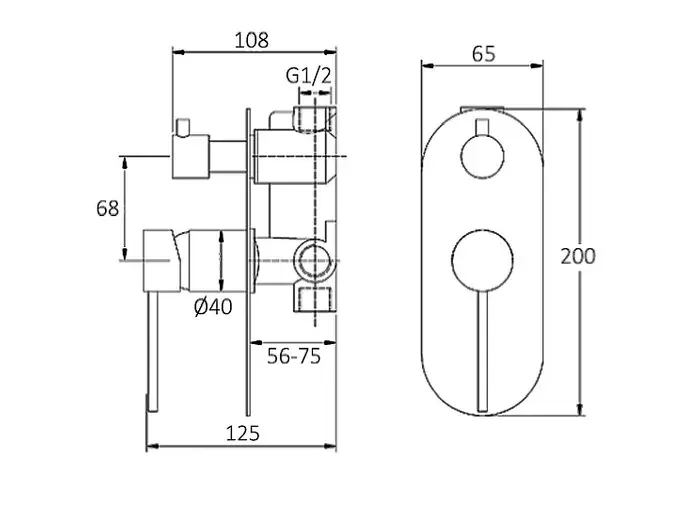 Roul Diverter Shower Mixer Matte Black