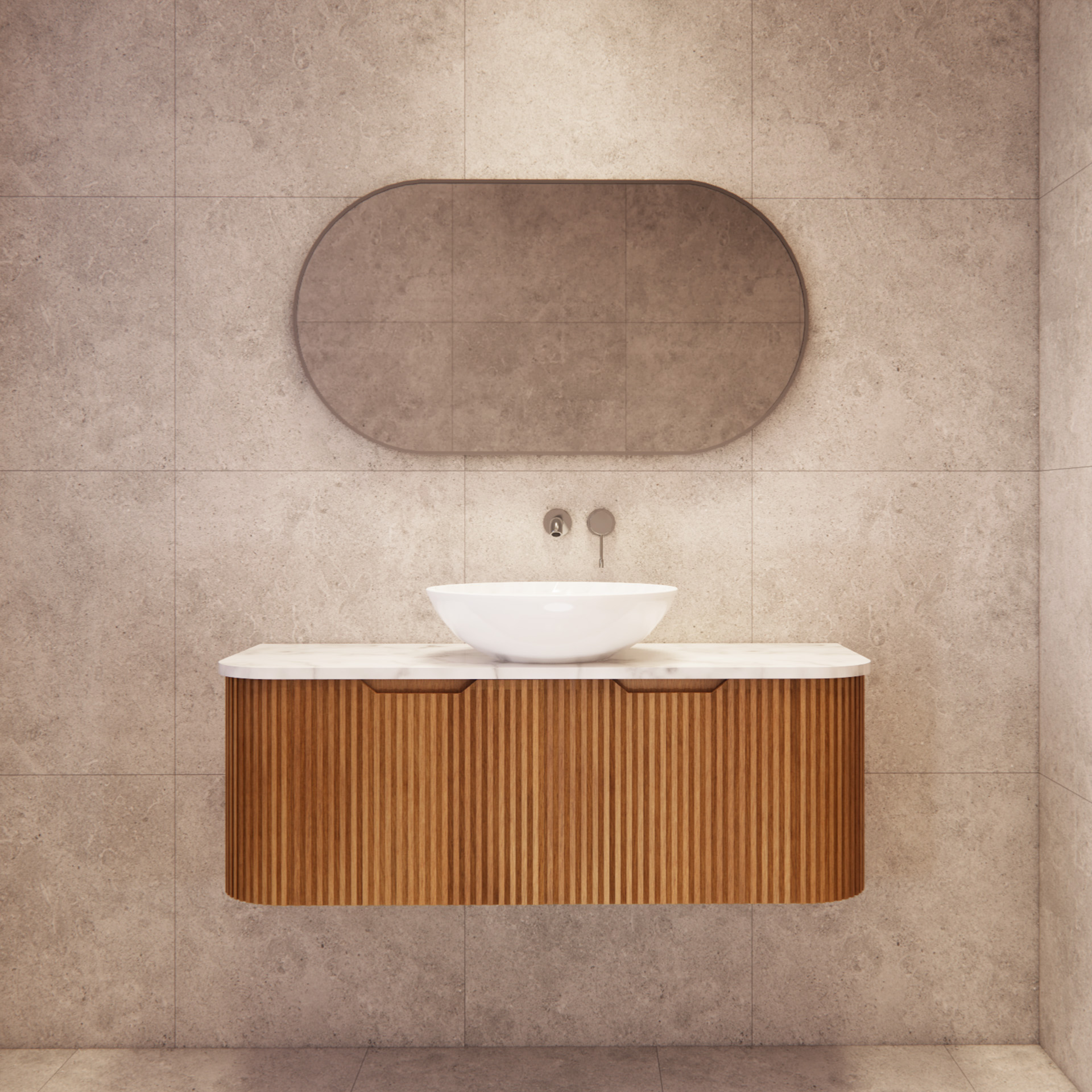 Bergen WH1200 1200mm Wall Hung Vanity - Solid Timber Fluted