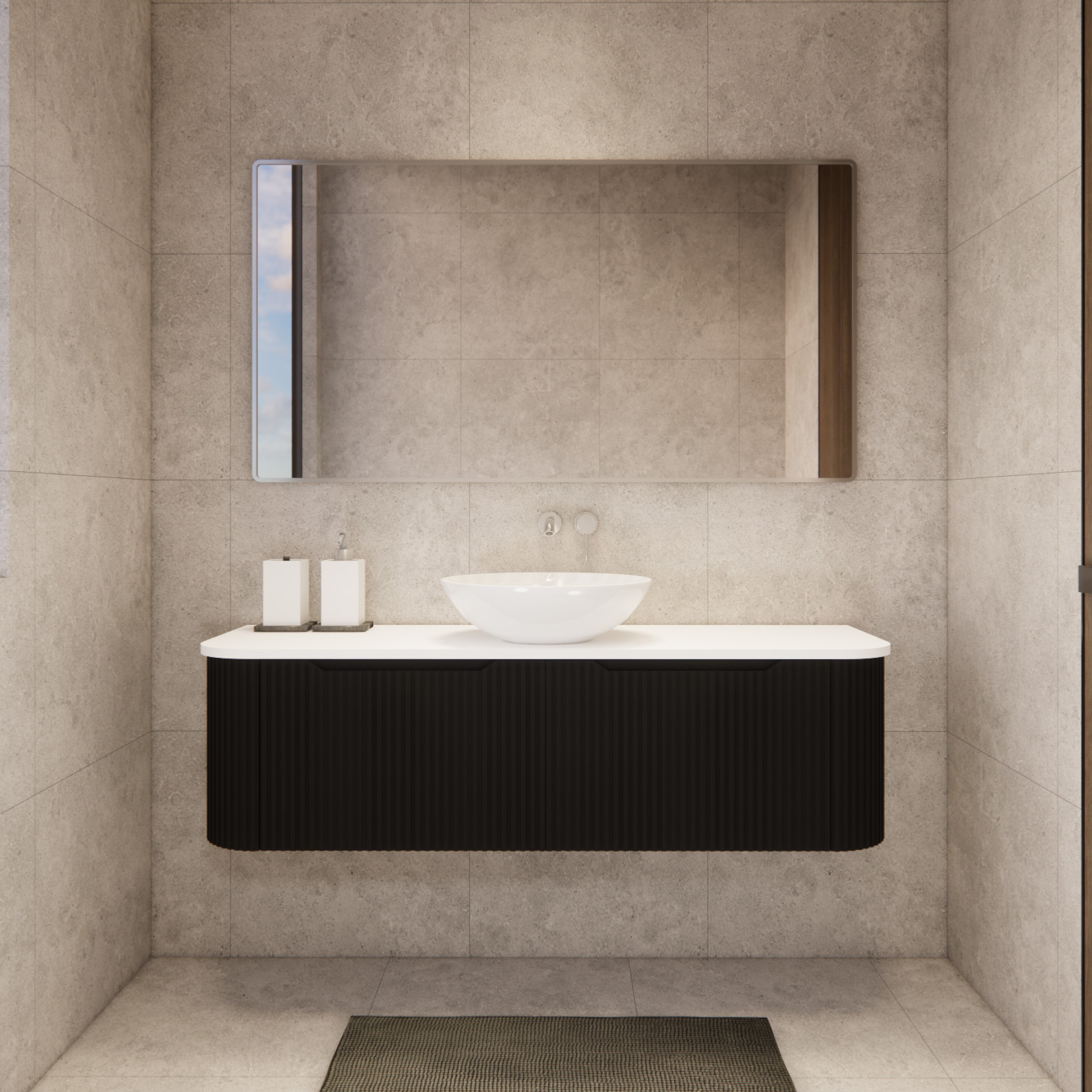 Bergen WH1500 1500mm Wall Hung Vanity - Matt Black