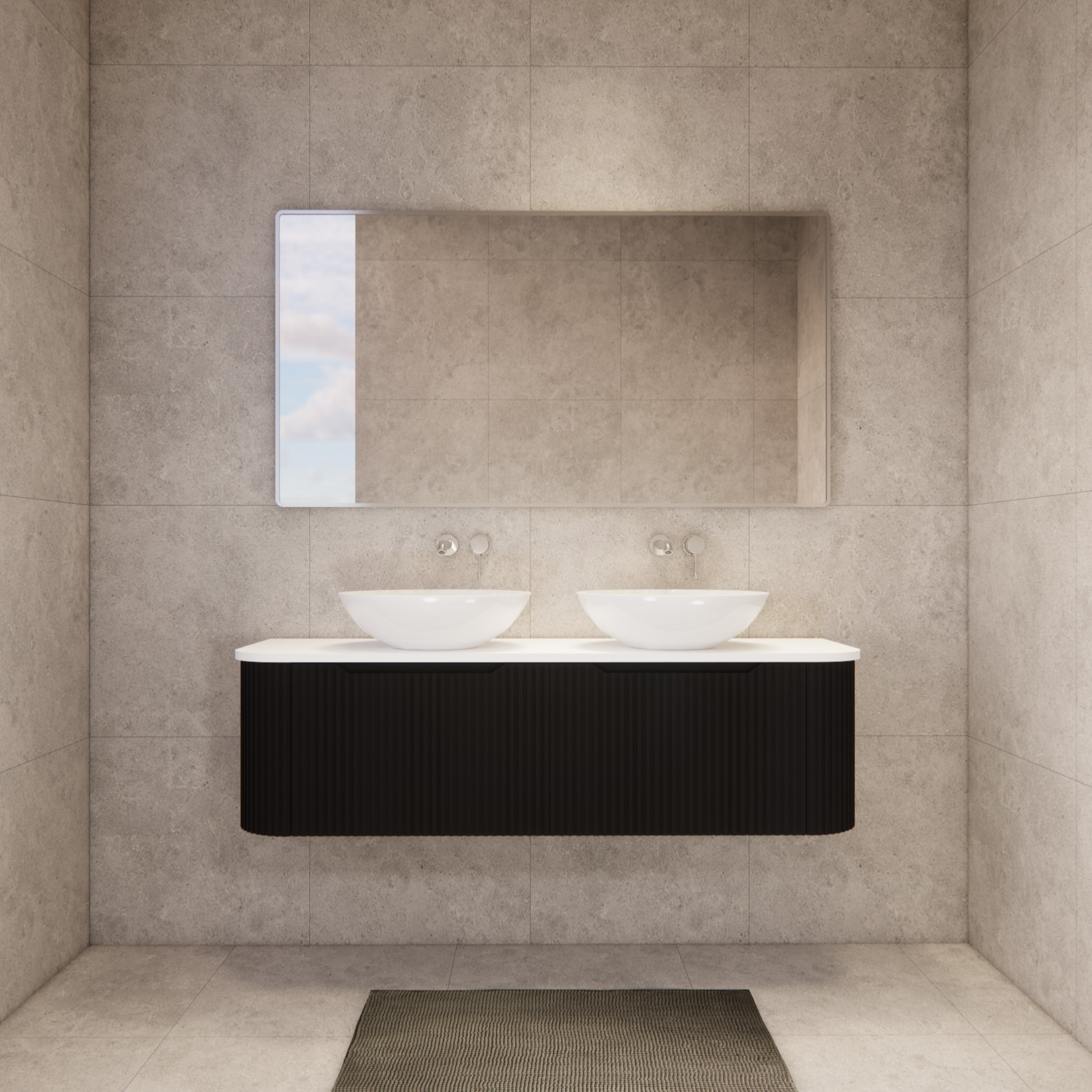 Bergen WH1500 1500mm Wall Hung Vanity - Matt Black