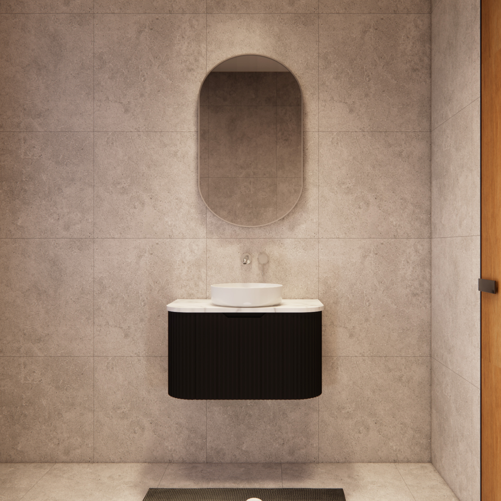 Bergen WH750 750mm Wall Hung Vanity - Matt Black